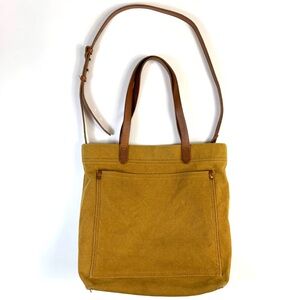 Madewell Transport Ochre Canvas Tote Bag Leather Straps Everyday Shoulder Carry